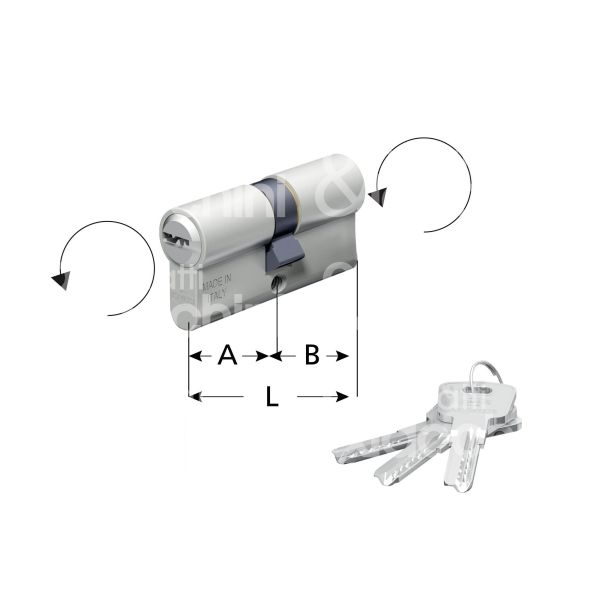 Omec 212204l cilindro sagomato chiave/chiave 30 x 30 = 60 mm chiave piatta cifratura kd alluminio