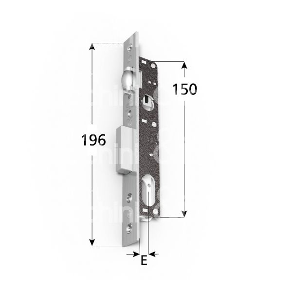 Omec 322 serratura per montanti laterale rullo piÙ catenaccio e 20 foro ovale ambidestra 2 mandate