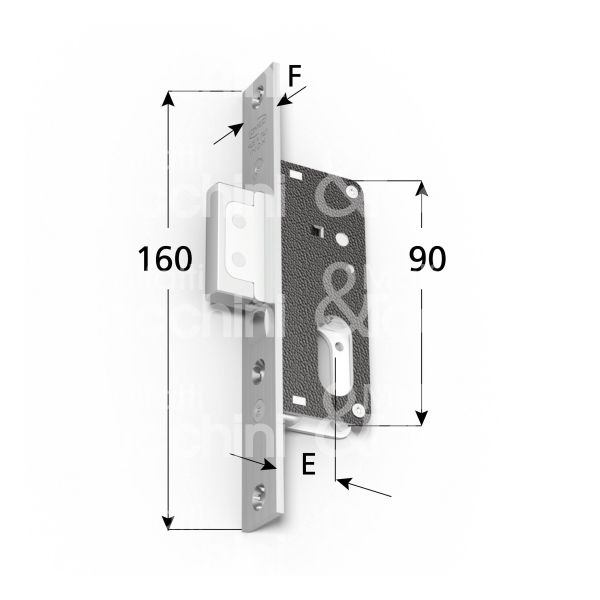Omec 359 serratura per montanti laterale solo catenaccio e 25 foro ovale ambidestra 2 mandate