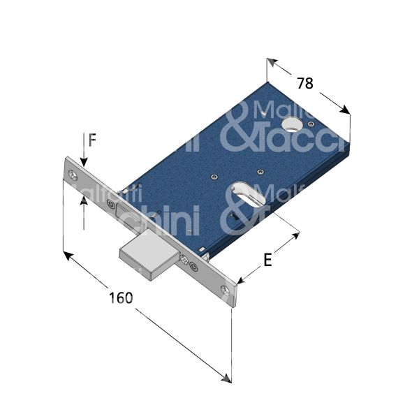 Omec 771 serratura infilare per fasce 3 mandate cilindro ovale 70 laterale solo catenaccio