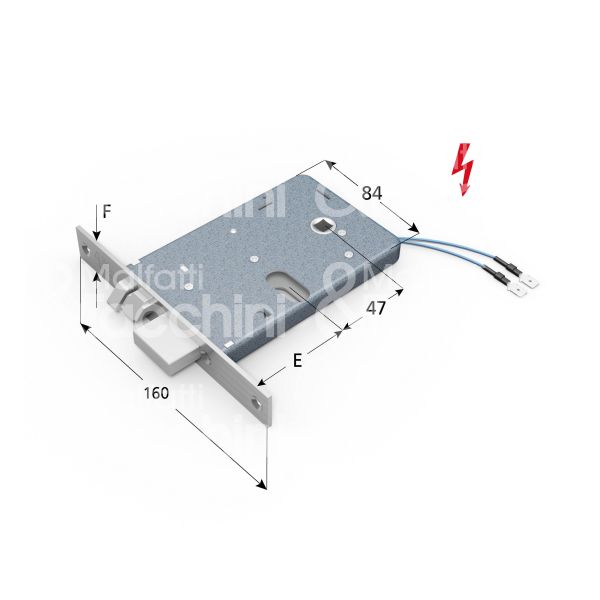 Omec 378dx elettroserratura per fasce laterale e 60 dx foro ovale 2 mandate frontale 16 x 160