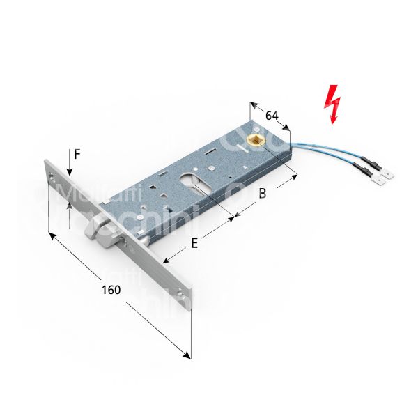 Omec 888 elettroserratura per fasce laterale e 80 ambidestra foro ovale 1 mandate frontale 16 x 160