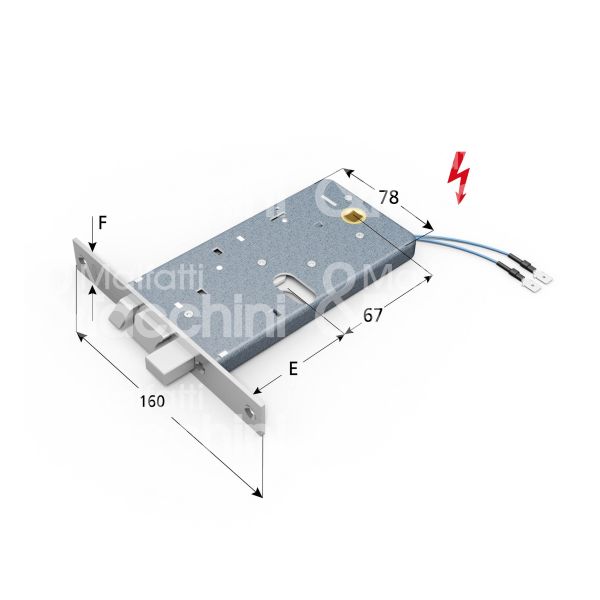 Omec 878 elettroserratura per fasce laterale e 80 ambidestra foro ovale 2 mandate frontale 16 x 160