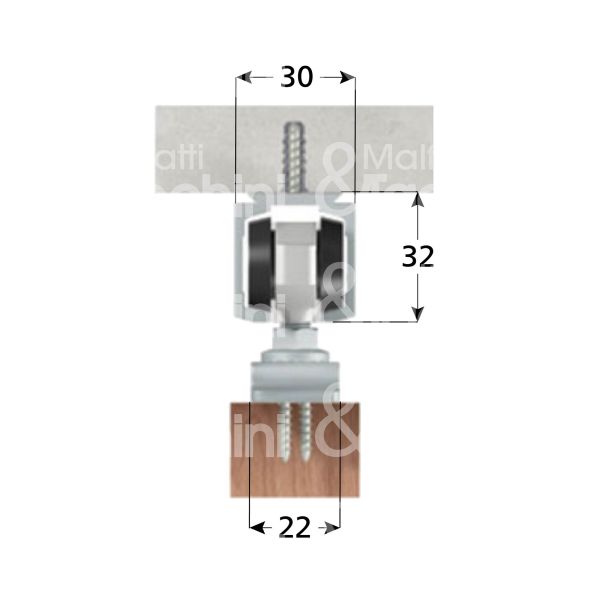 Omge 1400015 guarnitura per porte scorrevoli art. 1400 alluminio fissaggio soffitto larghezza porta cm 71 - 90 larghezza binario cm 155