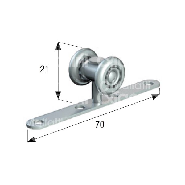 Omge 5026006 carrello per scorrevoli art. 5026 roll-ge 10 2 ruote materiale acciaio Ø mm 15 fissaggio piasta con perno girevole portata kg 10 per binario art. 10