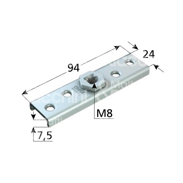 Omge 88 piastra sospensione rotante art. 88 acciaio roll-ge 150 Ø m 8 l mm 94 h mm 24