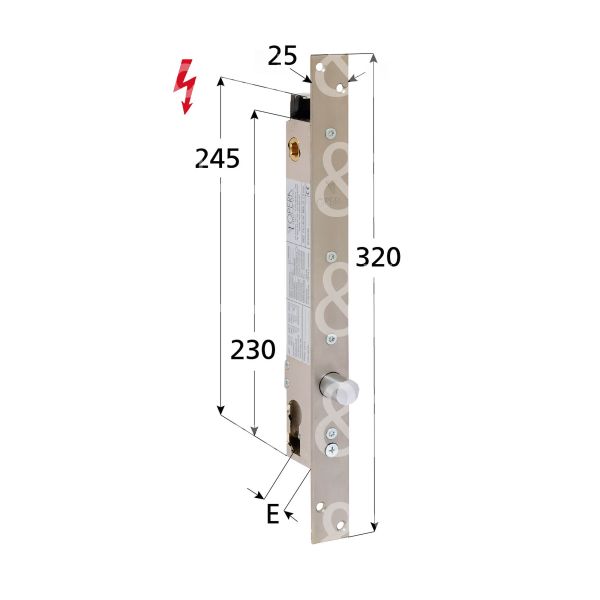 Opera 2580835 elettropistone e 35 ambidestra con quadro maniglia chiusa in assenza corrente tensione 12 - 24v dc