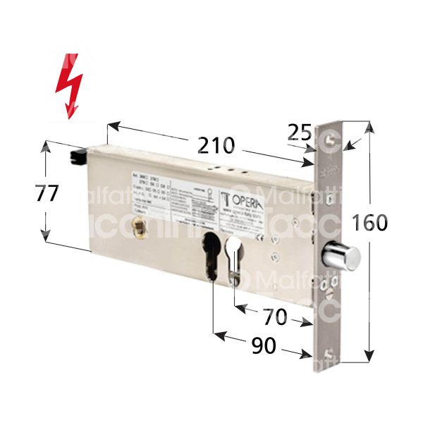 Opera 27800 elettropistone per fasce e 70/90 ambidestra senza quadro maniglia chiusa in assenza corrente tensione 12 - 24v dc