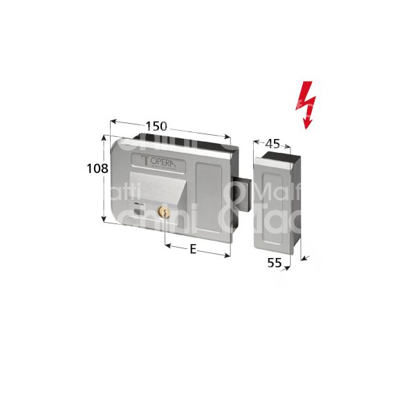 Opera 280012 elettroserr per cancelli doppio cilindro e 50/60/70/80 sx inox chiusa in assenza corrente tensione 12-24vdc/12vac