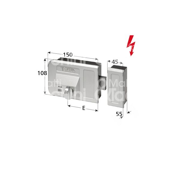 Opera 280022 elettroserr per portoni pomolo piÙ cilindro e 50/60/70/80 sx inox chiusa in assenza corrente tensione 12-24vdc/12vac