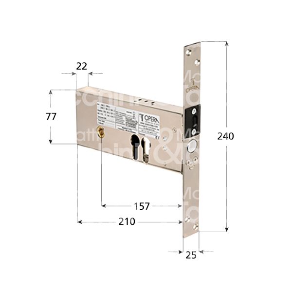 Opera op54038 elettropistone per fasce e 70 - 90 ambidestra con quadro maniglia chiuso in assenza corrente tensione 12 - 24v dc