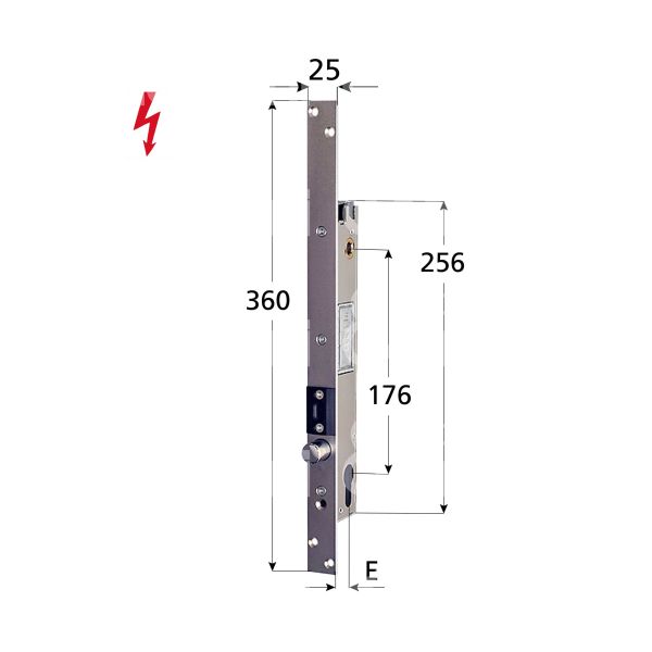 Opera op5703925 elettropistone e 25 ambidestra con quadro maniglia scrocco chiuso in assenza corrente tensione 12 - 24v dc