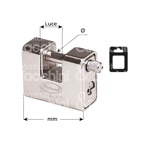 Potent 11070b lucchetto per serranda acciaio cromato mm 62 chiave piatta cifratura kd