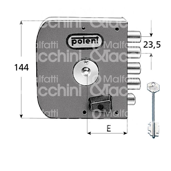 Potent 910/d serratura applicare doppia mappa laterale e 60 dx 4 catenacci piÙ scrocco int. cat. 23,5
