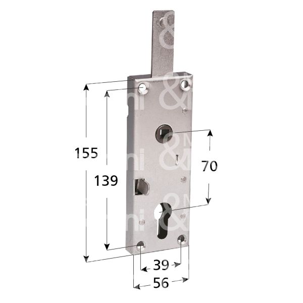 Potent c1640e serratura per basculante a 1 punto di chiusura foro sagomato /