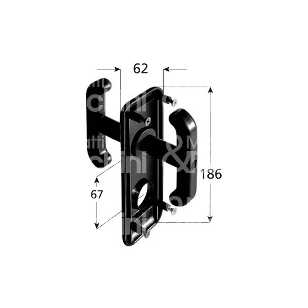 Prefer 04320800 placca per basculante art. 04320800 nero Ø mm 25,5 cilindro tondo l mm 186 interasse mm 67