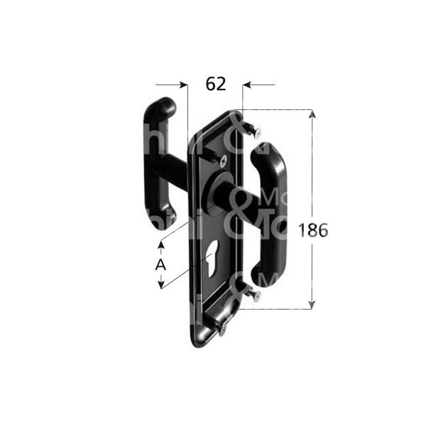 Prefer 0433e800 placca per basculante art. 0433e800 nero cilindro sagomato l mm 186 interasse mm 70