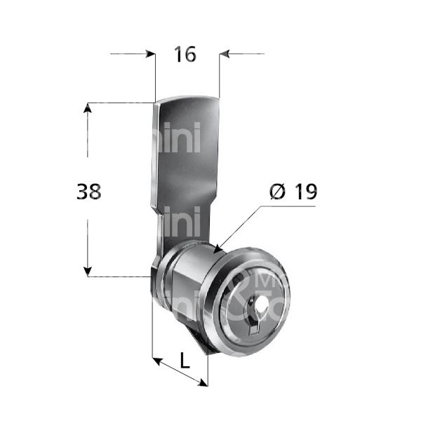 Prefer 1002 serratura universali a leva Ø 19 lunghezza mm 20 ambidestra chiave piatta kd rotazione 180° 2 estrazione nichelato