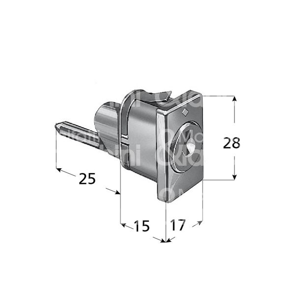 Prefer 1211 serratura per cassetto con perno lunghezza mm 15 ambidestra chiave piatta kd rotazione 180° 2 estrazione nichelato