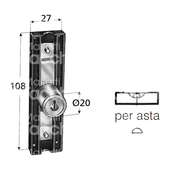 Prefer 3432 serratura per anta da applicare Ø 20 lunghezza mm 22 ambidestra chiave piatta kd rotazione 360° dx 2 estrazione nero