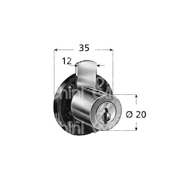 Prefer 4131 serratura per cassetto a catenaccio Ø 20 lunghezza mm 20 ambidestra chiave piatta kd rotazione 180° 2 estrazione nero