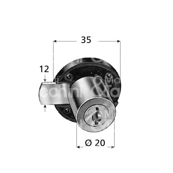 Prefer 4132 serratura per anta a catenaccio Ø 20 lunghezza mm 20 ambidestra chiave piatta kd rotazione 180° 2 estrazione nero