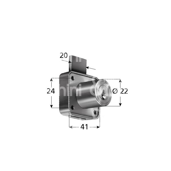 Prefer 4172 serratura per anta da applicare Ø 22 lunghezza mm 20 ambidestra chiave piatta kd rotazione 180° 2 estrazione nichelato
