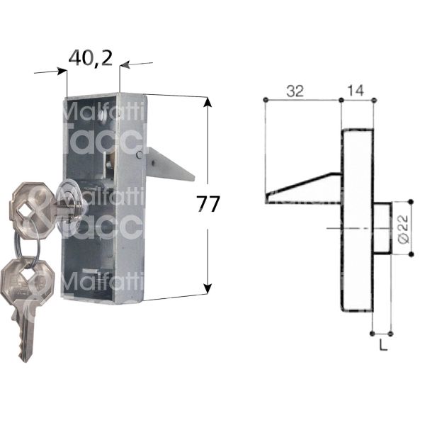 Prefer 4281 serratura per scorrevole da applicare Ø 22 lunghezza mm 8 ambidestra chiave piatta kd rotazione 180° 2 estrazione cromato