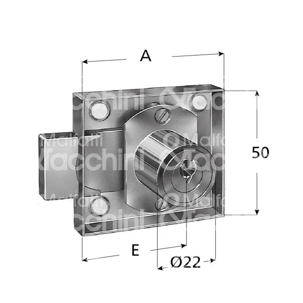 Prefer 4382 serratura per anta da applicare Ø 22 lunghezza mm 20 e 20 dx chiave piatta kd rotazione 180° 2 estrazione nichelato