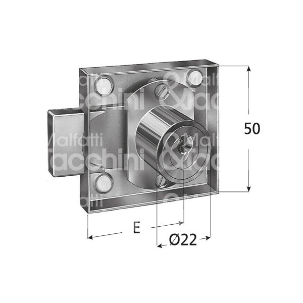 Prefer 4382 serratura per anta da applicare Ø 22 lunghezza mm 20 e 20 dx chiave piatta kd rotazione 180° 2 estrazione nichelato