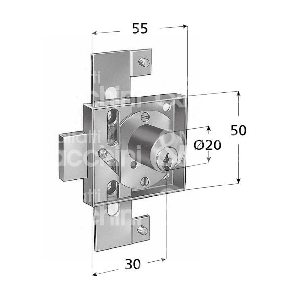 Prefer 4551 serratura per anta da applicare Ø 20 lunghezza mm 20 e 30 ambidestra chiave piatta kd rotazione 360° 2 estrazione zincata
