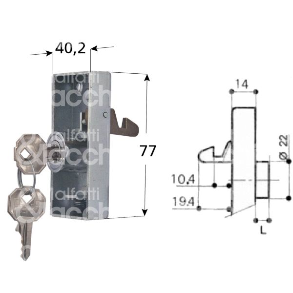 Prefer 4881 serratura per scorrevole da applicare Ø 22 lunghezza mm 8 ambidestra chiave piatta kd rotazione 180° 2 estrazione cromato