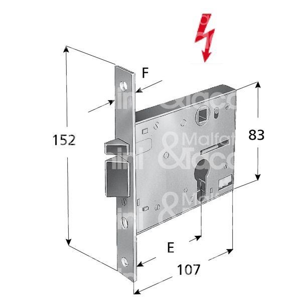 Prefer 5802 elettroserratura per fasce laterale e 70 sx foro sagomato senza mandate frontale 20 x 152