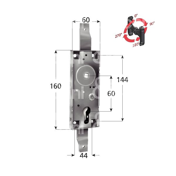 Prefer 6597 serratura per basculante alto basso foro sagomato /