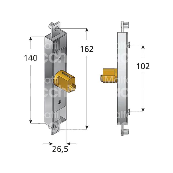 Prefer 6601 serratura per cancello estensibile alto/basso ambidestra cilindro tondo