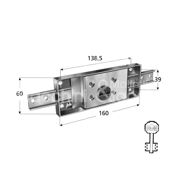 Prefer 8601000 serratura per serranda centrale foro doppia mappa / chiave doppia mappa cifratura kd