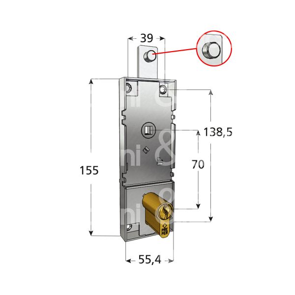 Prefer b651681z serratura per basculante con foro filettato m6 a 1 punto di chiusura foro sagomato /