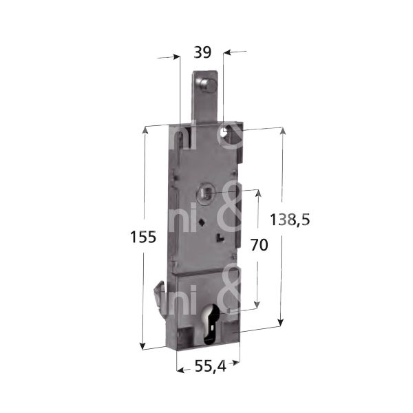 Prefer b581 serratura per basculante a 1 punto di chiusura foro sagomato /