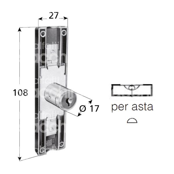 Prefer fb01 serratura per anta da applicare Ø 17 lunghezza mm 21 ambidestra chiave piatta kd rotazione 360° 2 estrazione nero