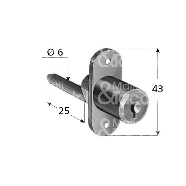 Prefer fc01 serratura per cassetto con perno Ø 17 lunghezza mm 20 ambidestra chiave piatta kd rotazione 180° 2 estrazione nichelato