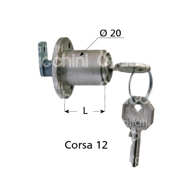 Prefer fs07 serratura per scorrevole a pulsante Ø 20 lunghezza mm 22 ambidestra chiave piatta kd rotazione 90° 2 estrazione nichelato
