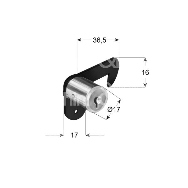 Prefer fs76030 serratura per ante scorrevole Ø 17 lunghezza mm 36,5 dx chiave piatta kd rotazione 180° 2 estrazione nero