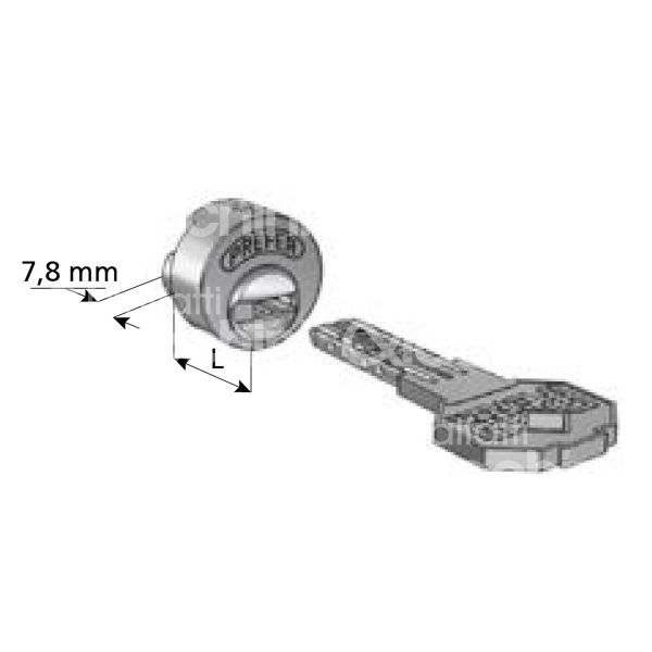 Prefer s8100020 cilindro per basculante 10,9 mm chiave punzonata cifratura kd ottone satinato