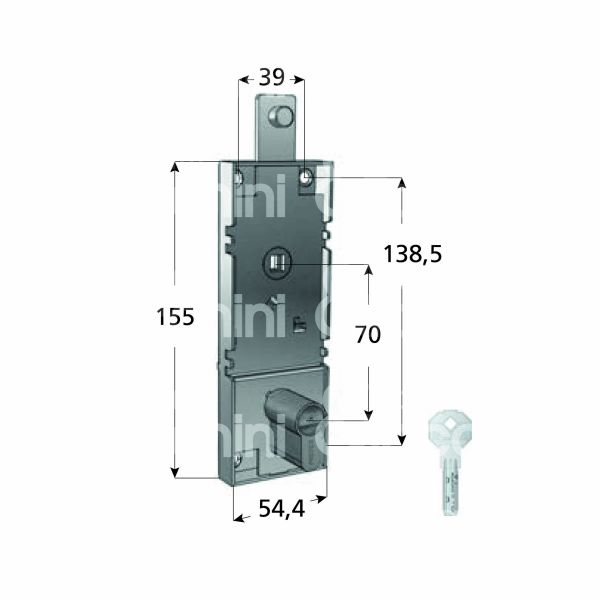 Prefer w5610820 serratura per basculante a 1 punto di chiusura foro sagomato / chiave punzonata cifratura kd