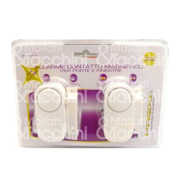 Proxe 560112 kit pz.2 allarmi magnetici comunicazione wireless per uso interno alimentazione 3 x lr44