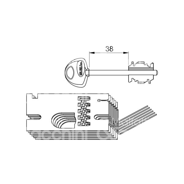 Sab 230 gorges ricambio ambidestra chiavi : 3 lunghezza 38 cifratura kd