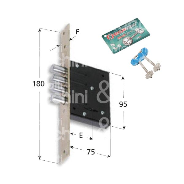 Securemme 202540 serratura doppia mappa da infilare laterale e 40 4 pistoni 2 mandate ambidestra kd