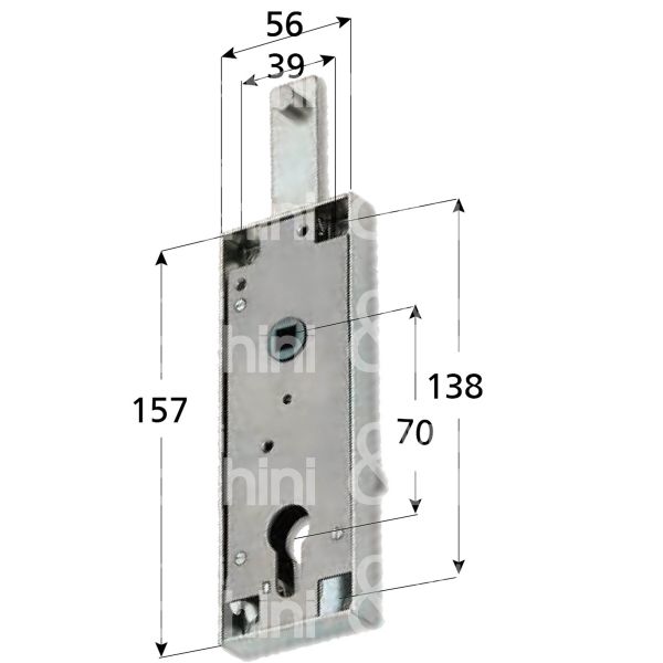 Securemme 2291 serratura per basculante a 1 punto di chiusura foro sagomato /