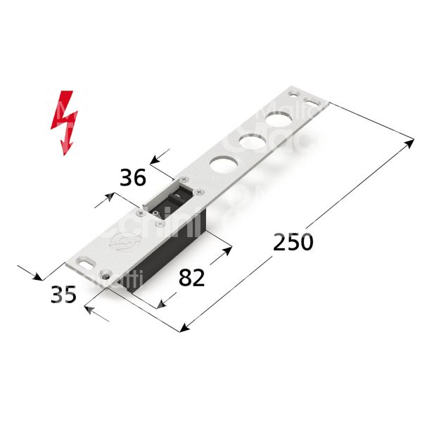 Securemme 552837d incontro elettrico per  blindata con fermo dx 6 - 12v mm 82 x 33 x 22 con frontale con antiripetitore