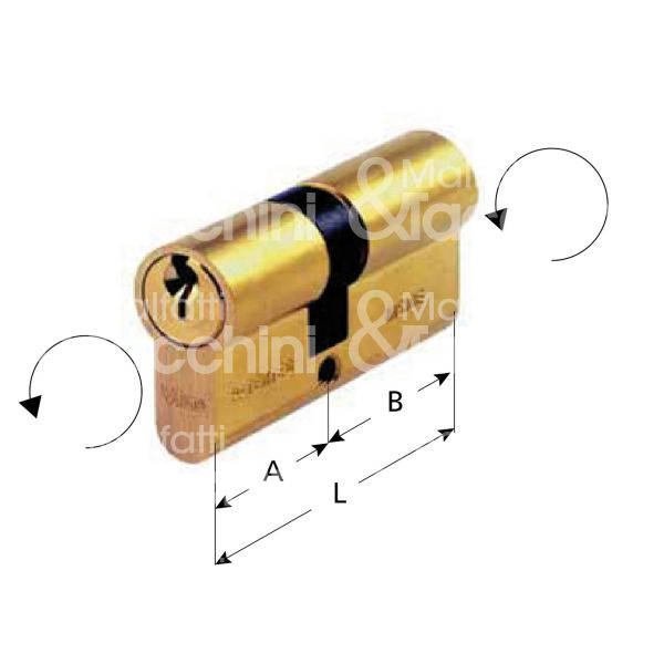 Viro 0721 cilindro sagomato chiave/chiave 27 x 27 = 54 mm chiave piatta cifratura kd ottone satinato